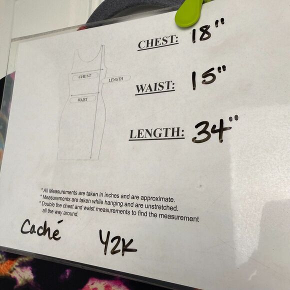 Cache Mini Dress Womens XS Colorful Abstract Y2K Wrap 3/4 Sleeve V Neck Club - Picture 6 of 6